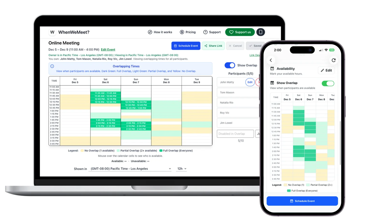 WhenWeMeet product screenshots on MacBook and iPhone